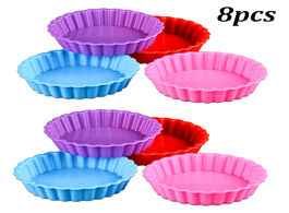 Foto van Huis inrichting 8pcs silicone tart molds mini quiche non stick round fluted flan pan with loose base