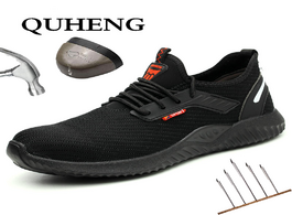 Foto van Schoenen quheng 2020 men s outdoor mesh light breathable safety sneakers summer work shoes plus size