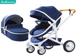 Foto van Baby peuter benodigdheden belecoo high landscape stroller 2 in 1 two way pram portable newborn foldi