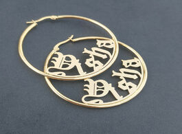 Foto van Sieraden personalized custom name hoop earrings fashion jewelry boho stainless steel gold old englis