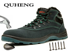 Foto van Schoenen quheng men safety work shoes boots steel toe cap puncture proof winter s protective constru