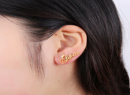 Foto van Sieraden goxijite personalized name earring for women stainless steel custom gold cursive font namep