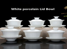 Foto van Huis inrichting high white porcelain tea set sancai bowl cover maker large teacup pure respect