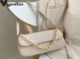 Foto van Tassen fashion crocodile pattern baguette bags mini pu leather shoulder for women 2020 chain design 