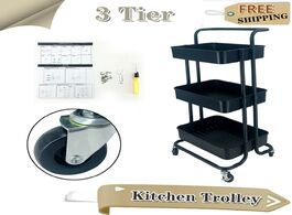 Foto van Meubels 3 tier kitchen trolley storage organizer rack steel serving bathroom rolling cart basket sta