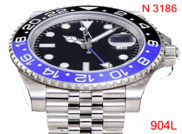 Foto van Horloge 904l luxury black blue ceramic bezel sub mechanical watches 1:1 men sapphire glass watch noo