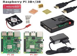 Foto van Computer raspberry pi 3 model b or plus board abs case power supply mini pc 3b with wifi bluetooth