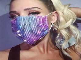 Foto van Sieraden fashion multicolor crystal glitter mouth face mask unisex 2020 rhinestone prom party body j