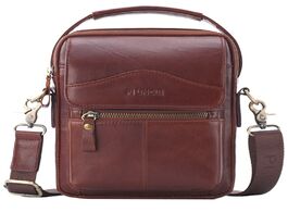 Foto van Tassen men s shoulder bag retro oil wax leather crossbody multi pocket business backpack