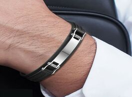 Foto van Sieraden custom genuine leather bracelet coordinates engraved name id stainless steel personalized t