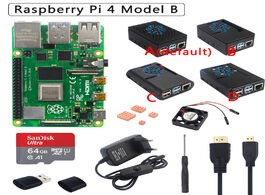 Foto van Computer original raspberry pi 4 model b kit abs case power supply fan heatsink hdmi optional 64 32g
