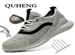 Foto van Schoenen quheng casual puncture proof boots breathable security sneakers comfortable industrial shoe