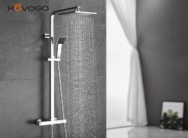 Foto van Woning en bouw rovogo bathroom thermostatic shower system with rainfall head adjustable bar 2 funtio