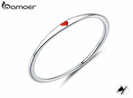 Foto van Sieraden bamoer sterling silver 925 tiny red enamel heart finger rings for women circle slim fashion