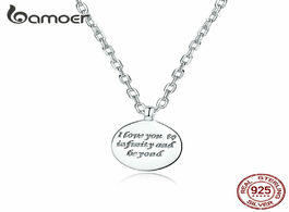 Foto van Sieraden bamoer sterling silver round coin pendant neckalce for women engraved promise words chain b