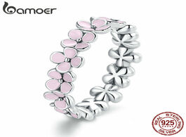 Foto van Sieraden bamoer s925 sterling silver pink wreath cz finger rings for women engagement wedding ring s