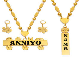 Foto van Sieraden anniyo customize capital letters necklace earrings set women men girs personalized guam haw