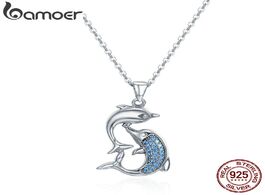 Foto van Sieraden bamoer real 100 925 sterling silver love dolphins pendant necklace women jewelry mother s d