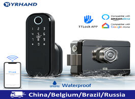 Foto van Beveiliging en bescherming no wiring waterproof wifi fingerprint rim lock smart card digital code el