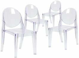 Foto van Meubels set of 6 transparent crystal ghost chair with oval back modern makeup dining chairs stackabl