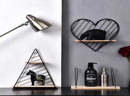 Foto van Huis inrichting new wooden shelf metal cloud wood for room decor wall with hooks storage decoration 