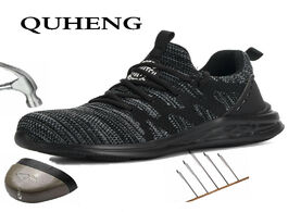 Foto van Schoenen quheng plus size men s steel toe cap protective work boots shoes air mesh construction safe