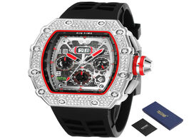 Foto van Horloge cool sport watch men chronograph diamond hip hop mens wacthes top brand luxury military gold