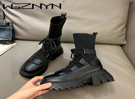 Foto van Schoenen new stretch hose shoes high platform boots women fashion martin 2020 non slip wear resistan