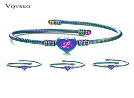 Foto van Sieraden women girls letter bracelet bangles initial cuff bracelets colorful alfabet for pulseiras j