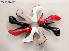 Foto van Schoenen shallow mouth single shoes black work sexy high heels red wedding party dress pumps large s