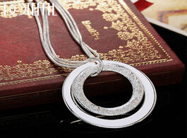 Foto van Sieraden doteffil 925 sterling silver 18 inch snake chain o shaped frosted pendant necklace for wome