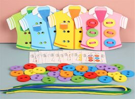 Foto van Speelgoed kids montessori educational toys children wooden beads lacing board toddler