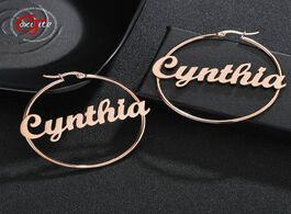 Foto van Sieraden goxijite custom name big hoop earring for women stainless steel exaggerate letter nameplate