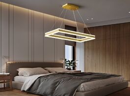 Foto van Lampen verlichting rectangle square led chandelier living room bedroom dining study chandeliers comm