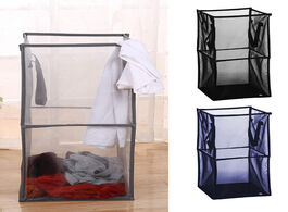 Foto van Huis inrichting 1 2layers portable square mesh laundry basket dirty clothes toys storage bin with ha