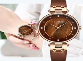 Foto van Horloge curren simple rhinestones charming watch for ladies quartz watches leather strap clock femal