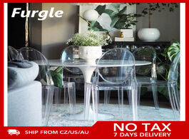 Foto van Meubels furgle 2 4pcs modern ghost side chair dinning room clear transparent devil northern plastic 