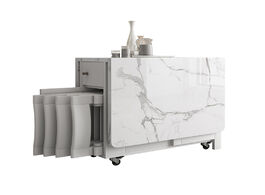 Foto van Meubels fashion white color folding dining table furniture yemek masasi multifunctional rectangle wi