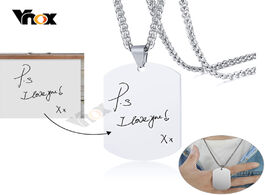 Foto van Sieraden vnox men personalize handwriting dog tag necklaces minimalist stainless steel pendant custo