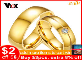 Foto van Sieraden vnox gold color engagement promise finger ring 6mm stainless steel wedding for women men pe