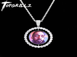 Foto van Sieraden topgrillz custom made photo rotating double sided medallions pendant necklace with 4mm tenn