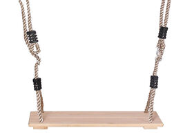 Foto van Meubels classic wooden swing seat with strong rope height adjustable hanging for indoor outdoor