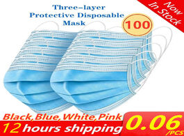 Foto van Beveiliging en bescherming 100pcs face mask disposable mascarillas 3 ply melt blown nonwoven fabric 