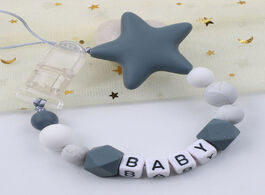 Foto van Baby peuter benodigdheden customized silicone pacifier clips chain for infant big star feeding chew 