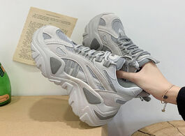 Foto van Schoenen platform sneakers for women chunky shoes brand fashion lacing walking trainers mesh casual 