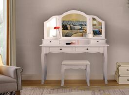 Foto van Meubels dressing table for cosmetic makeup with 3 mirrors 4 drawers and stool bedroom set furniture 