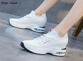 Foto van Schoenen new women autumn mesh platform sneakers trainers white shoes 9cm high heels wedges outdoor 