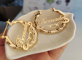 Foto van Sieraden 40mm 100mm bamboo earrings customize name custom hoop style personality with heart shaped d