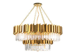Foto van Lampen verlichting golden art deco postmodern stainless steel crystal chandelier lighting lustre sus