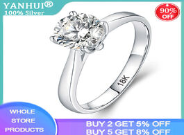 Foto van Sieraden yanhui with certificate luxury 18k white gold ring silver 925 jewelry wedding band for wome
